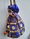 Handmade Indian traditional small bag with embroidery, souvenir. Royalty Free Stock Photo