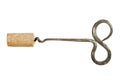 Handmade iron corkscrew with cork Royalty Free Stock Photo
