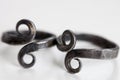 Handmade iron vintage rings with infinity symbol - selective focus/shallow depth of field