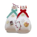 Handmade isolated snowmans couple