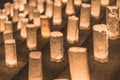 Handmade japanese paper washi lanterns illuminating the steps of Royalty Free Stock Photo