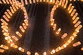 Handmade japanese rice paper lanterns aligned in circles illuminating the steps of the Zojoji temple near the Tokyo Tower during Royalty Free Stock Photo