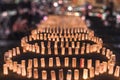 Handmade japanese washi paper lanterns aligned in circles illuminating the ground of the Zojoji temple near the Tokyo Tower Royalty Free Stock Photo