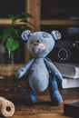 Handmade Jeans Bear Toy Royalty Free Stock Photo