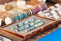 Jewellery bracelets on the street flea market display Royalty Free Stock Photo