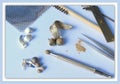 Handmade Jewellery Crafting Equipment on Soft Blue Background