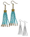 Handmade jewelry in ethnic style: long beaded earrings Royalty Free Stock Photo