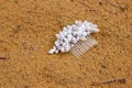 Handmade jewelry. Hair comb made with crystal and rhinestones. The trends in wedding style. Prepare the bride for the Royalty Free Stock Photo