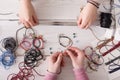 Handmade jewelry making, female hobby Royalty Free Stock Photo