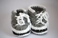 Handmade knitted baby bootees