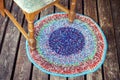 Handmade knitted colorful rug Royalty Free Stock Photo