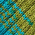 Handmade knitted fabric blue and green wool background texture Royalty Free Stock Photo