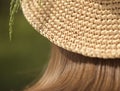 Handmade knitted hat with raffia