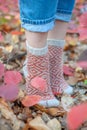 Handmade knitted socks Royalty Free Stock Photo