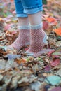 Handmade knitted socks Royalty Free Stock Photo