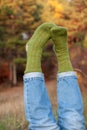 Handmade knitted socks Royalty Free Stock Photo