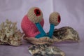 handmade knitted soft toy snail Harry