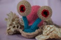 handmade knitted soft toy snail Harry