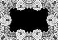 Handmade lace doily on a black