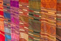 Handmade laotian silk scarves on the market stall in Luang Prabang, Laos Royalty Free Stock Photo