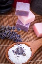 Handmade lavender soap and bath salt wellness spa Royalty Free Stock Photo