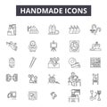 Handmade line icons, signs, vector set, outline illustration concept