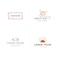 Handmade logo premade templates. Set of vector hand drawn isolated elements.
