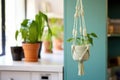 handmade macrame plant hanger with pot