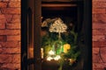 A handmade magical forest inside a fireplace.