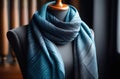 Handmade man scarf elegantly draped on clothing mannequin, emphasizing the beauty and functionality of personally