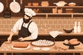 Handmade Matzah bread being prepared in a kitchen, showcasing the traditional baking process. Generative AI