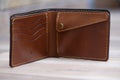 Brown handmade hand stitched leather wallet