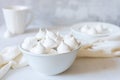 Handmade meringue in a white bowl
