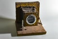 handmade model of an old box camera made of wood, cardboard and foil Royalty Free Stock Photo