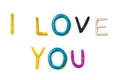 Handmade modeling clay words I love you