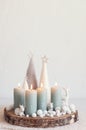 Handmade modern advent wreath with four candles Royalty Free Stock Photo