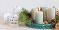 Handmade modern advent wreath with four candles Royalty Free Stock Photo