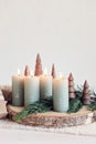 Handmade modern advent wreath with four candles Royalty Free Stock Photo