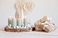 Handmade modern advent wreath with four candles Royalty Free Stock Photo