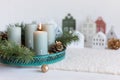 Handmade modern advent wreath with four candles Royalty Free Stock Photo