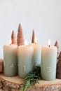 Handmade modern advent wreath with four candles Royalty Free Stock Photo