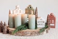 Handmade modern advent wreath with four candles Royalty Free Stock Photo