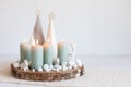 Handmade modern advent wreath with four candles Royalty Free Stock Photo