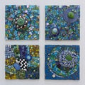 Handmade Mosaic Picture Of Small Pieces Of Glass In Bright Colors