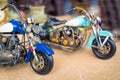 Handmade motorcycle. Iron toy motorcycle. A small copy of a motorcycle made of iron Royalty Free Stock Photo