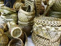 Handmade natural traditional woven baskets, Ecuador