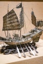 Handmade nautical sailboat model detail close-up