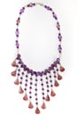 Handmade necklace made from purple bead crystals Royalty Free Stock Photo