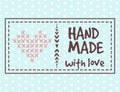 Handmade needlework craft badges sewing banners fashion tailoring tailor handicraft elements vector illustration.