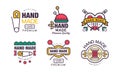 Handmade Needlework Craft Badges and Workshop Emblem Vector Set Royalty Free Stock Photo
